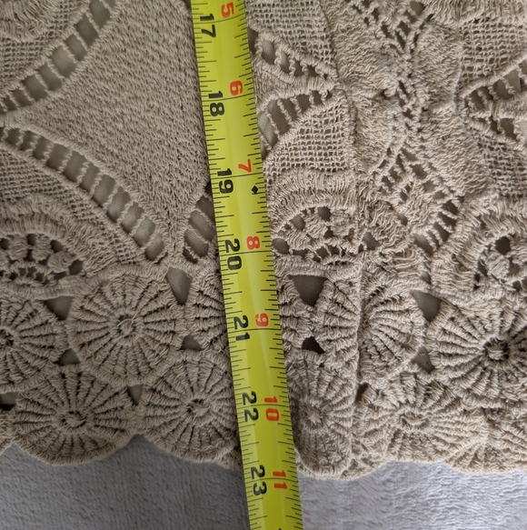 Boho Coastal Tan Beige Crochet Lace Medallion Sleeveless Tank Top Blouse XS - Picture 7 of 11